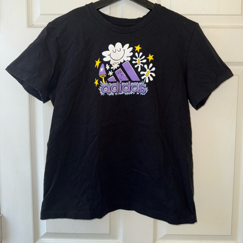 🥳 HOST PICK 🥳 Adidas Retro Inspired Black and Purple Graphic Tee